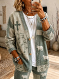 Women's Autumn Themed Faith Slogan Print Casual Hoodie