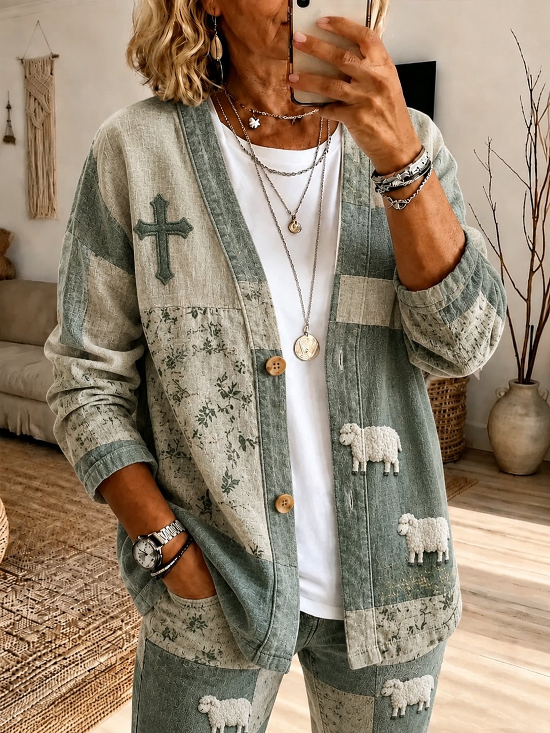 Women's Autumn Themed Faith Slogan Print Casual Hoodie
