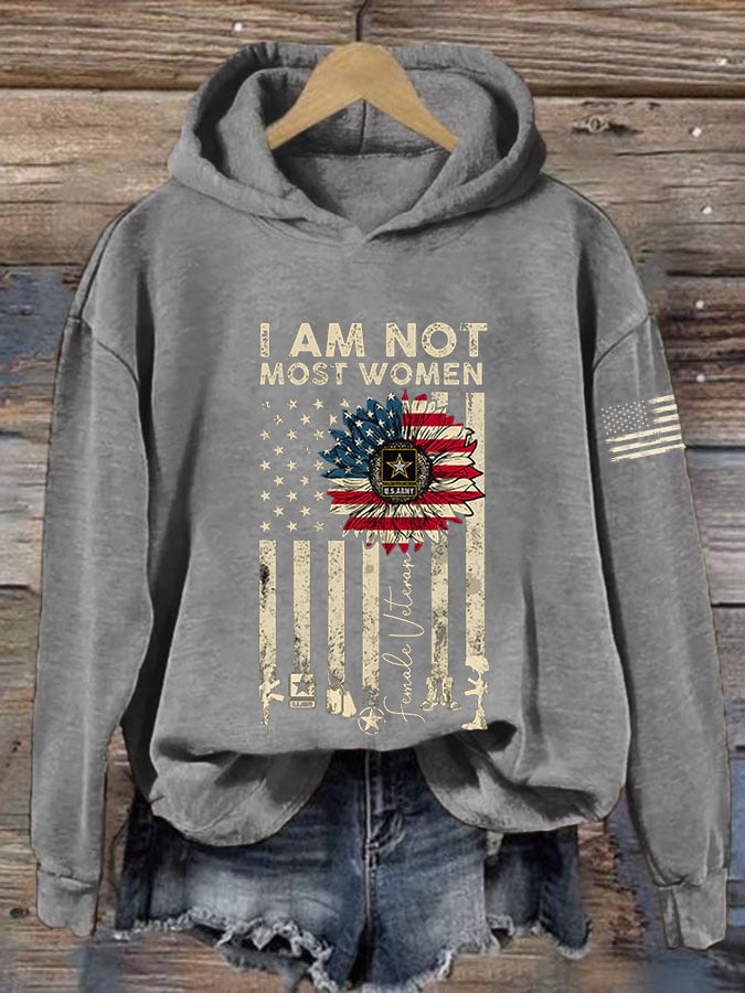Women's I Am Not Most Women Flag Sunflower America For Female Veteran Hoodie