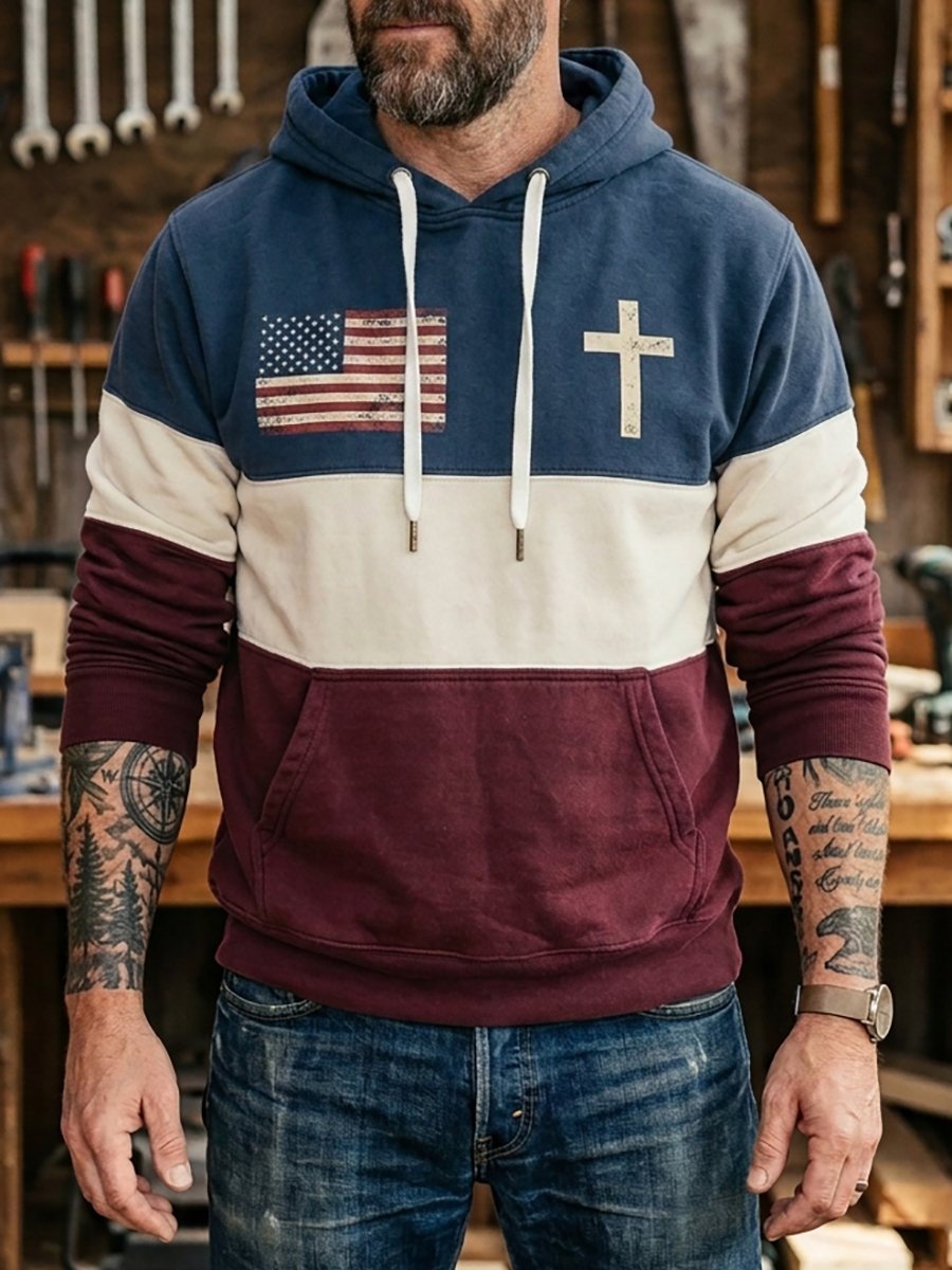 Men's Casual Faith Contrast Color Hooded