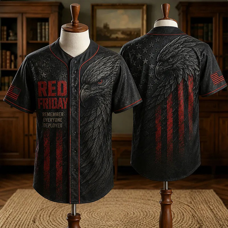 "Red Friday" Art Print Baseball Shirt