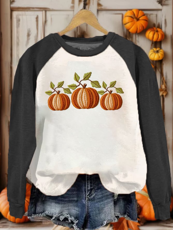 Women's Fall Pumpkin Print Sweatshirt