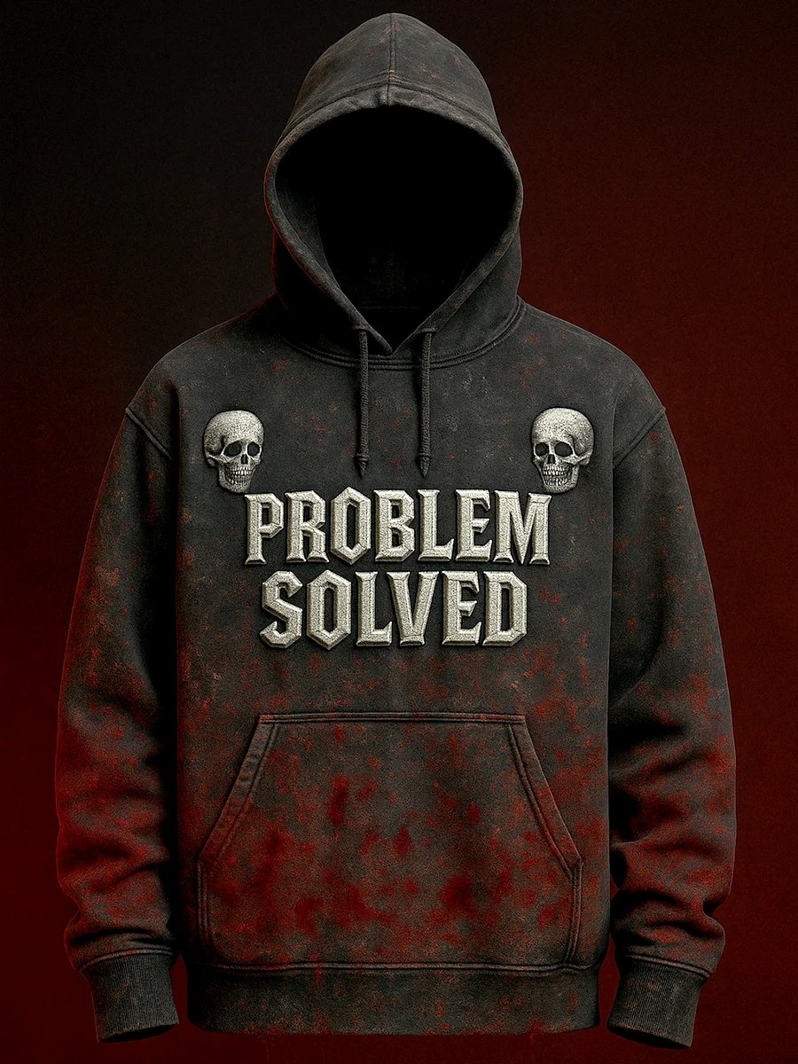 Men's Retro Blood Stain Problem Solved Printed Hoodie