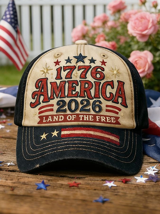 1776-2026 America Land Of The Free Vintage Two-Tone Baseball Cap