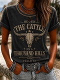 Women's Vintage Western Faith-Print Top