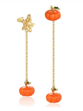 Halloween Pumpkin Ghost Maple Leaf Asymmetric Earrings
