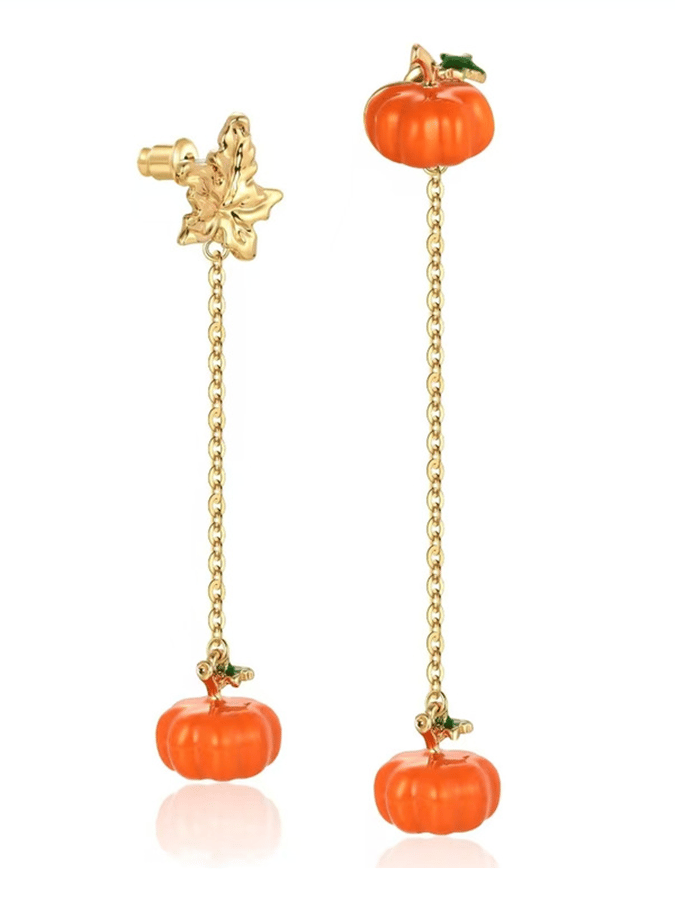 Halloween Pumpkin Ghost Maple Leaf Asymmetric Earrings