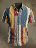 Men's Vintage Faith Faux-Linen Short-Sleeve Shirt