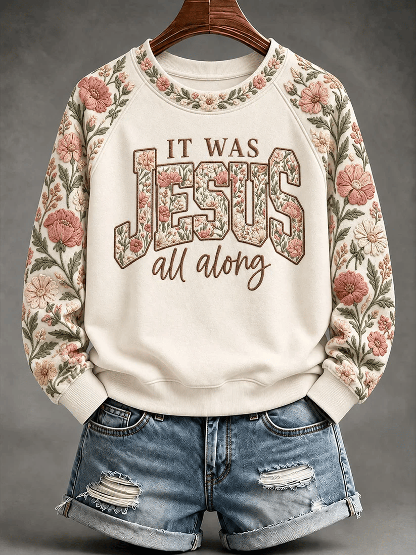 Women's Jesus Print Casual Sweatshirt