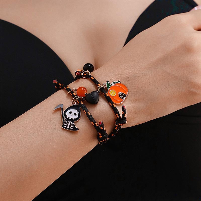 Fashionable And Creative Pumpkin Ghost Pendant Magnet Design Bracelet