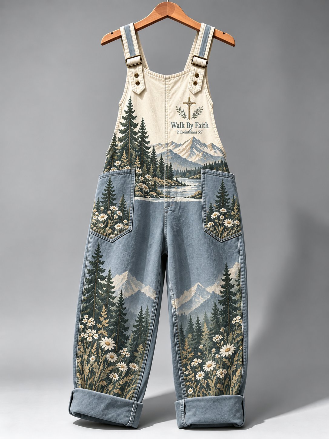 Women's Casual Faith Print Overalls