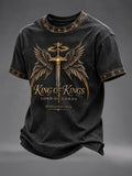 Men's King Of Kings Lord Of Lords Print Round Neck T-shirt