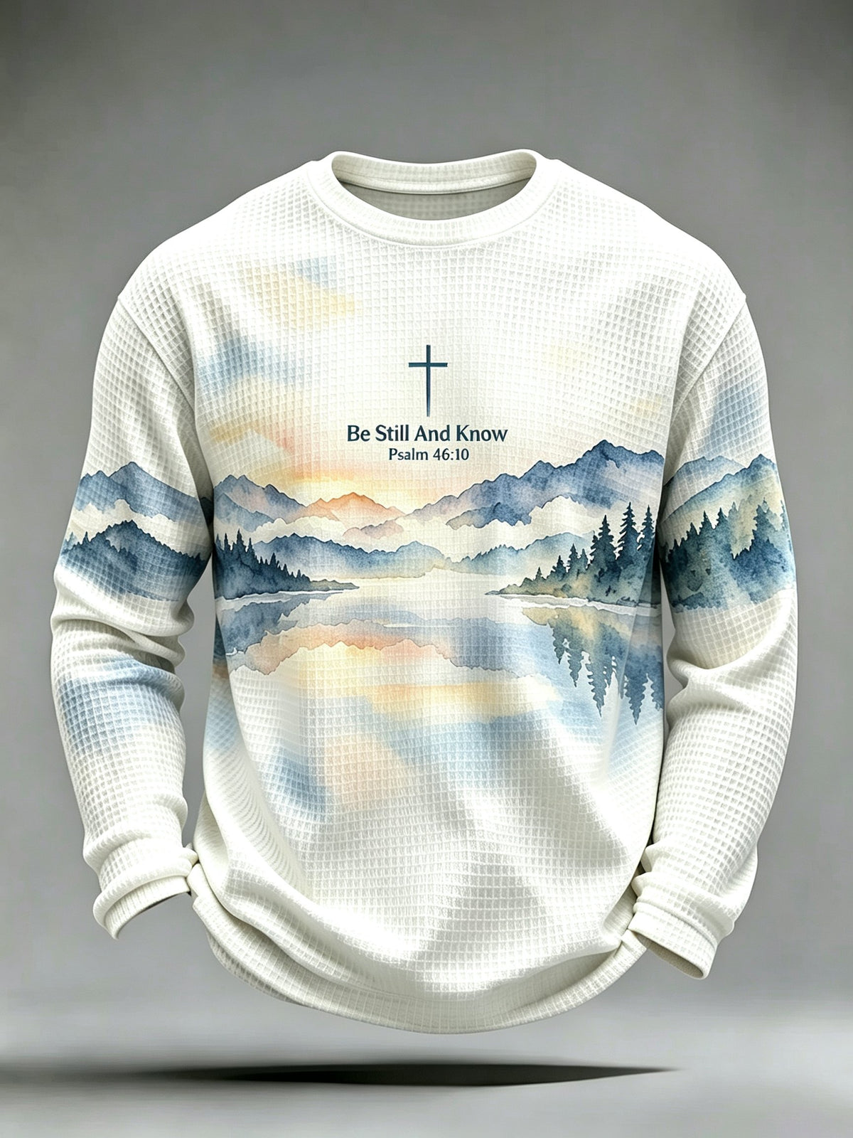 Men's Be Still And Know Psalm 46:10  Printed Waffle-Knit Top