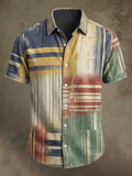 Men's Vintage Faith Faux-Linen Short-Sleeve Shirt