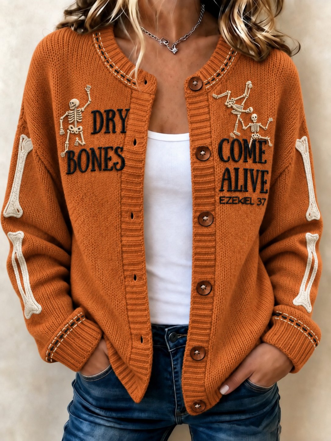 Women's Casual Printed Knit Cardigan