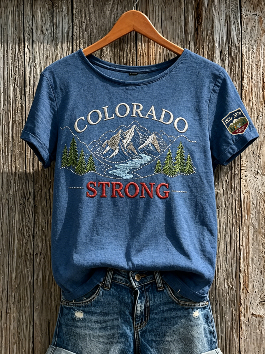 Women's Colorado Strong Cotton And Linen Round Neck Top
