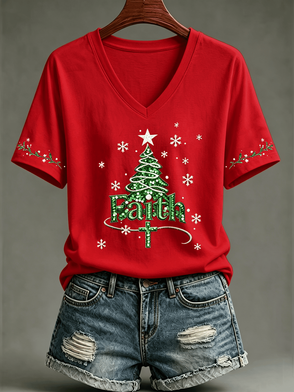 Women's Christmas Faith Print Top