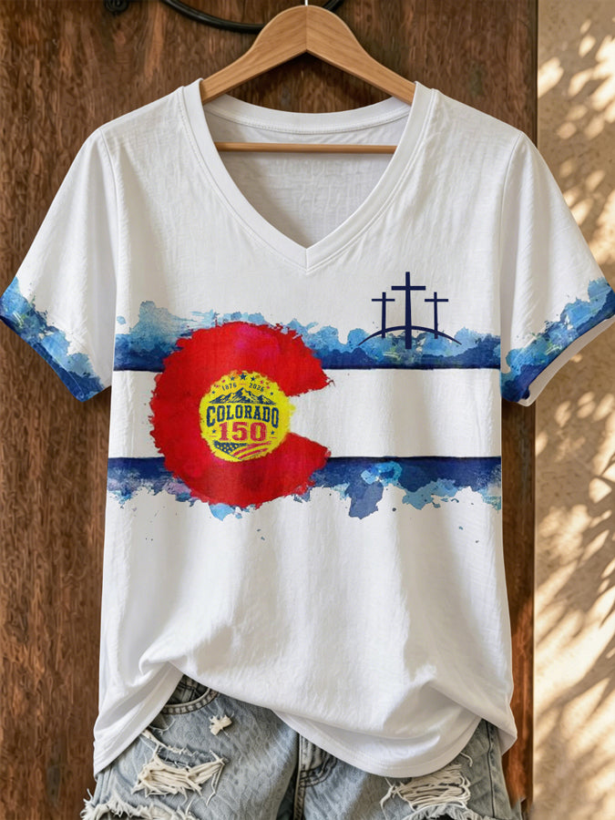 Women'S Colorado Printed V-Neck T-Shirt