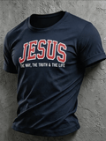 Men's Retro Jesus Printed Casual T-Shirt