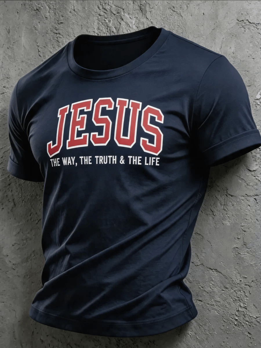 Men's Retro Jesus Printed Casual T-Shirt