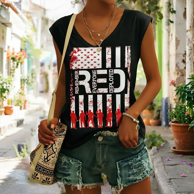 Women's "Red Friday" Artistic Print Casual Vest