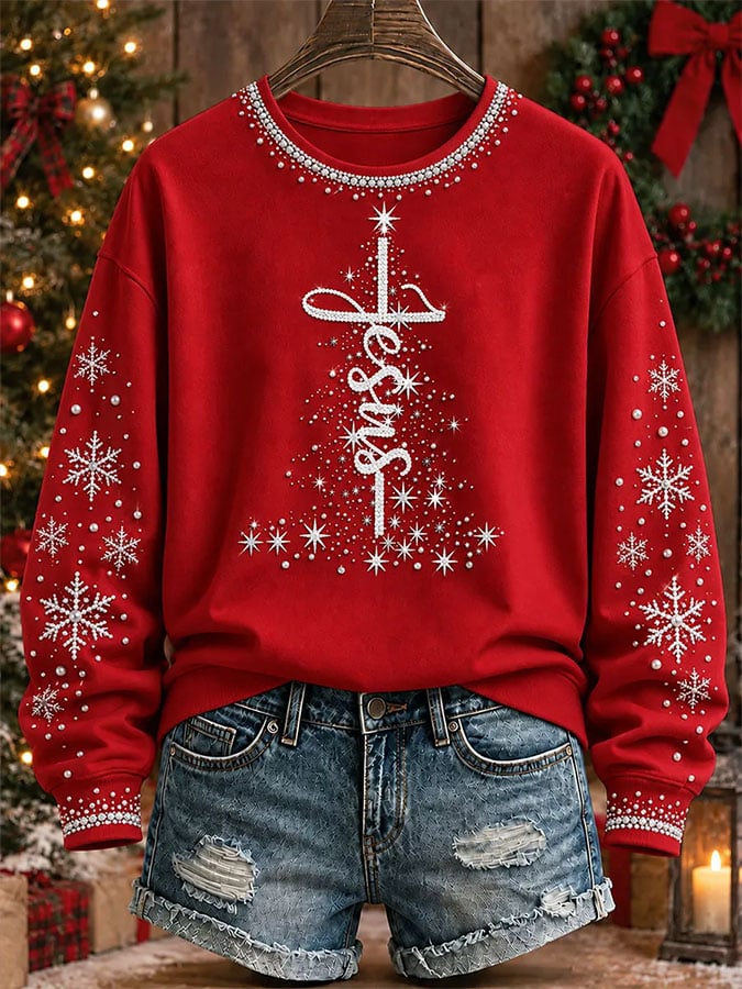 Women's Casual Printed Long-Sleeve Sweatshirt