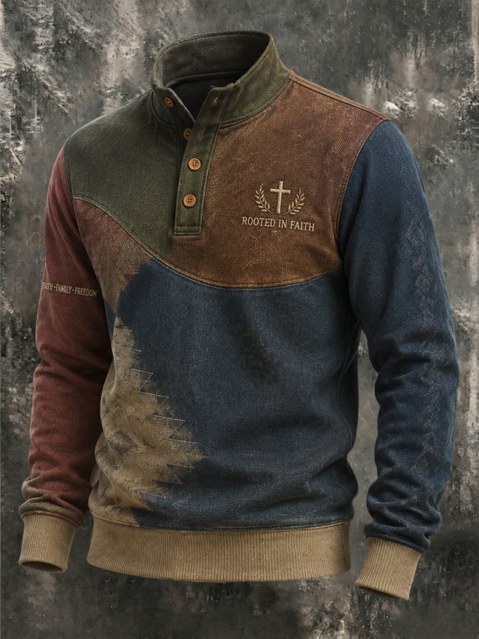 Men's Vintage-Style "Faith" Print Top