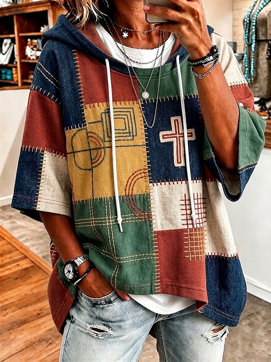 Women's Retro Bauhaus Style Jesus Hoodie