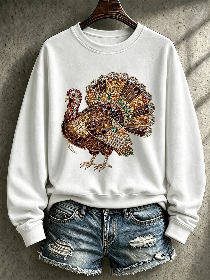 Women's Casual Printed Long-Sleeve Sweatshirt