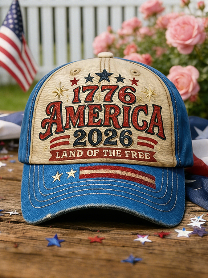 1776-2026 America Land Of The Free Vintage Two-Tone Baseball Cap
