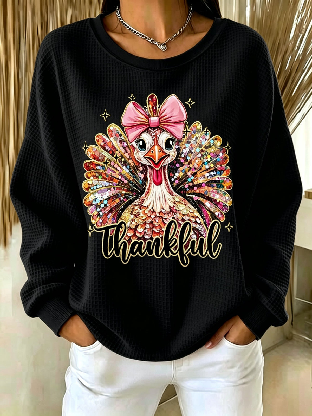 Women's Thanksgiving Print Sweatshirt