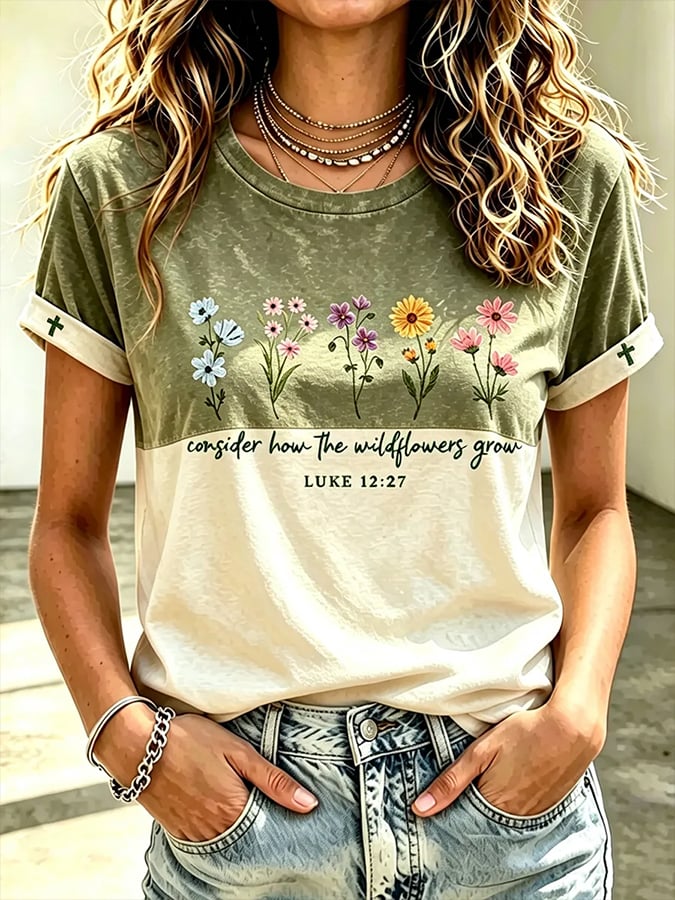 Women's  Retro Faith Jesus Is King  Print T-shirt