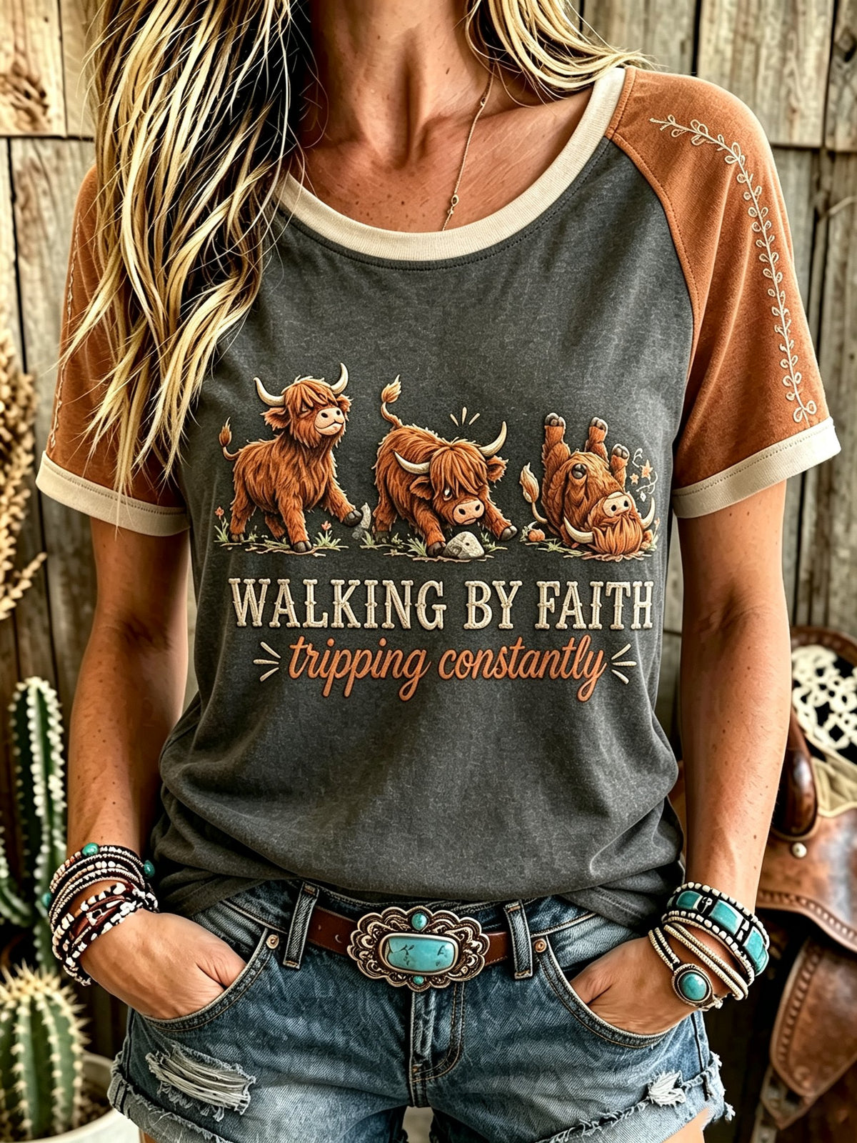 Women's Walking By Faith Tipping Constantly Round Neck Short Sleeve T-shirt