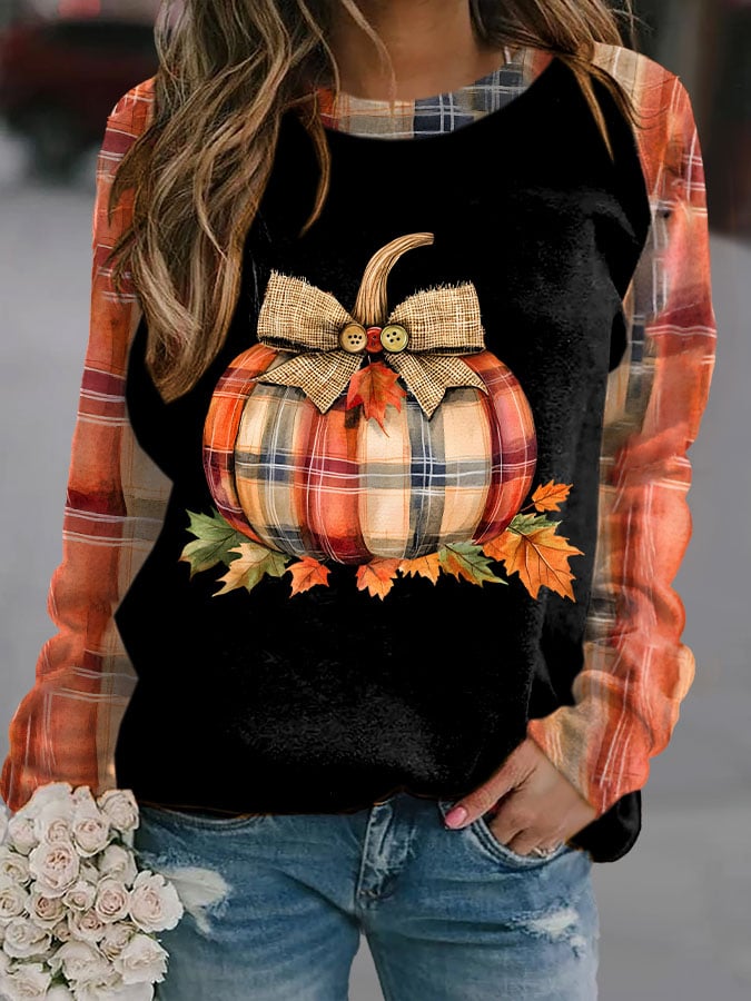 Women's Pumpkin Season Print Raglan Sleeve Sweatshirt