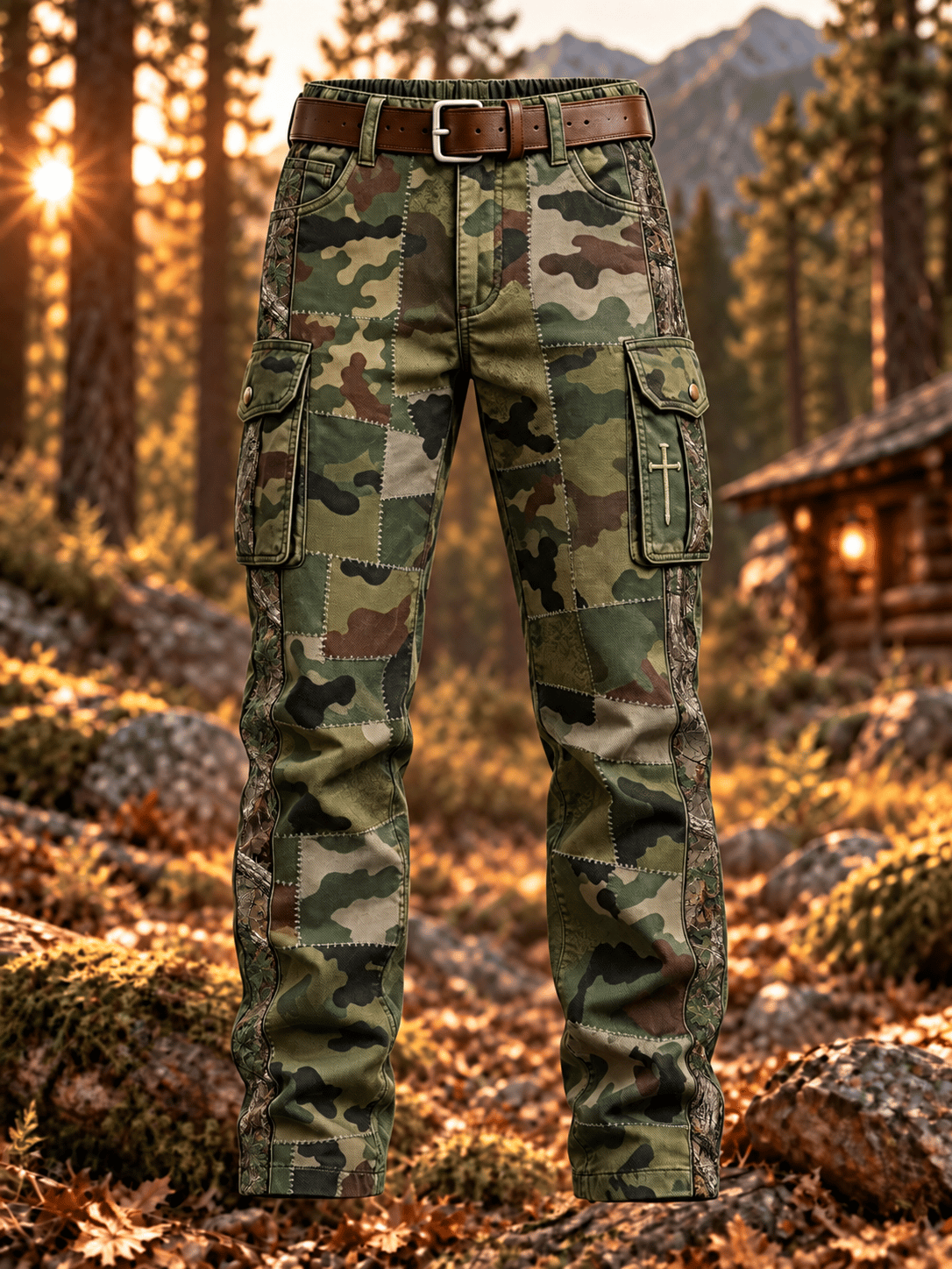 Men's Jungle Camouflage Cargo Pants (Belt not included)