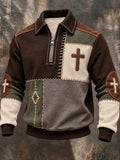 Men's Casual Faith Print Zip-Up Sweatshirt