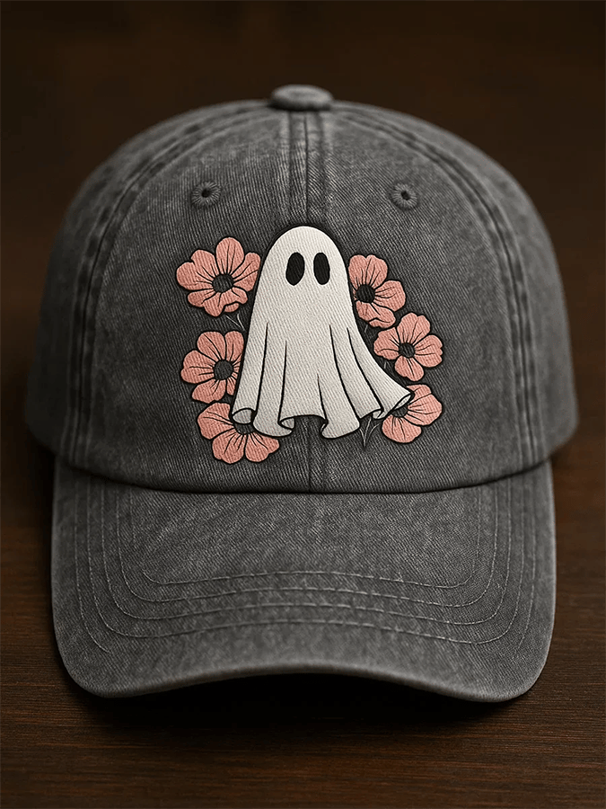 Vintage Halloween Ghost Floral Print Hat