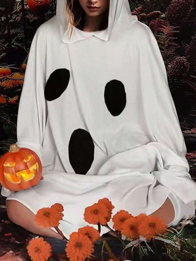 🔥HOT SALE🔥Unisex Ghost Print Halloween Hooded Cape