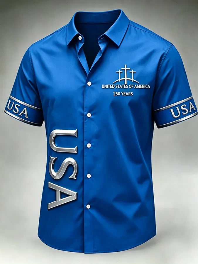 Men's Faith patriotic printed casual shirt