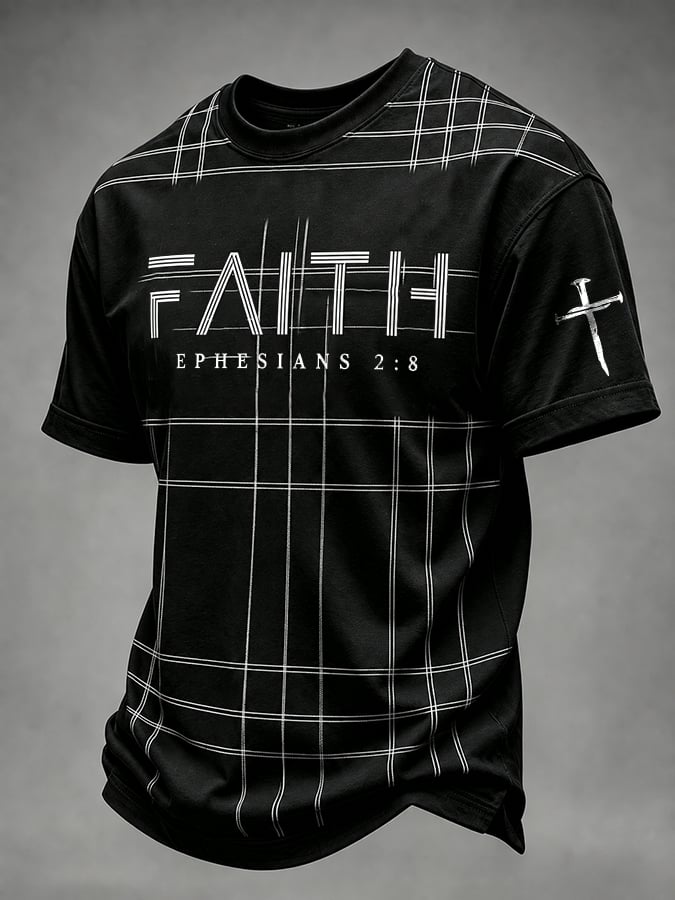 Men'S Casual "Faith" Print T-Shirt