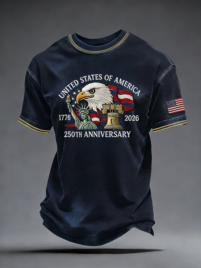 Men's US 250 – Red, White & Blue Sky Tribute Print Casual T-Shirt