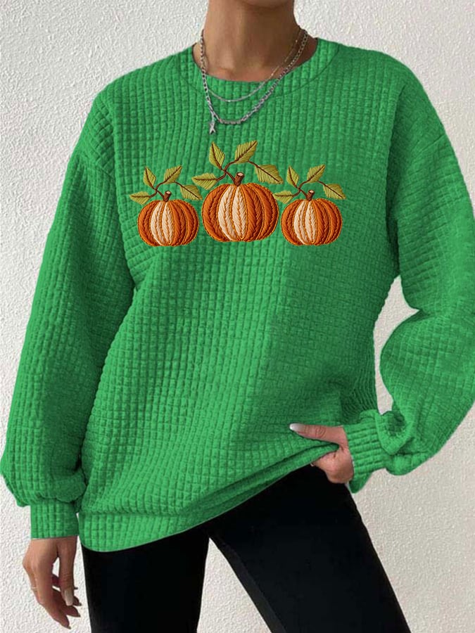 Women's Fall Pumpkin Check Sweatshirt