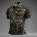 Men's Retro Vietnam Veteran Print Polo Shirt