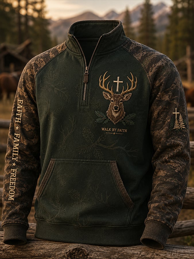 Men'S Casual Western Faith-Print Sweatshirt