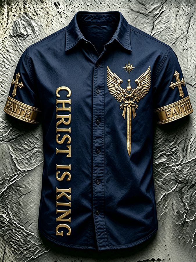 Men's Faith Cross Printed Casual Shirt