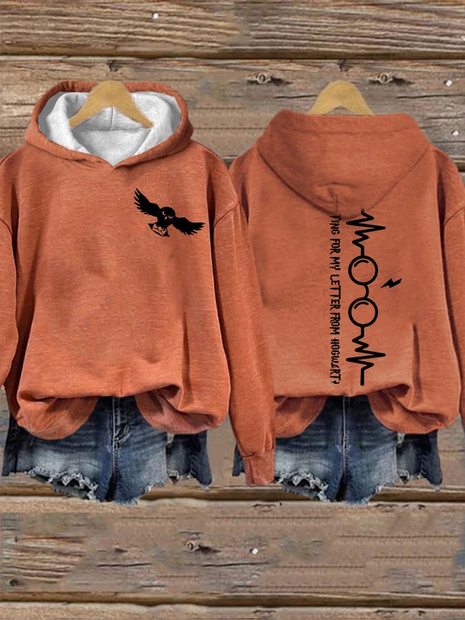 Women's Waiting For My Letter Print Casual Hoodie