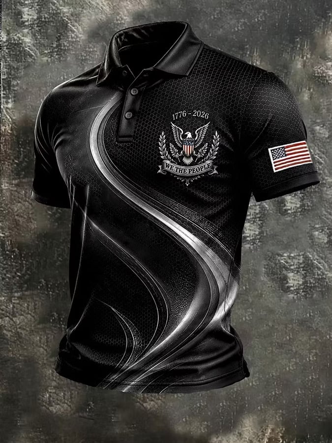 Men's 250th Anniversary Commemorative Faith Print Casual Polo Shirt