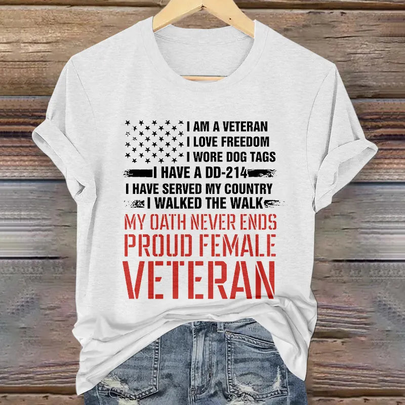 Women's Proud Female Veteran Casual T-Shirt