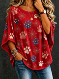 Women's Independence Day Paw Art Oversized Top