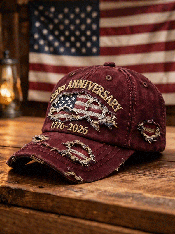 Vintage Distressed Denim USA 250th Anniversary Flag Baseball Cap